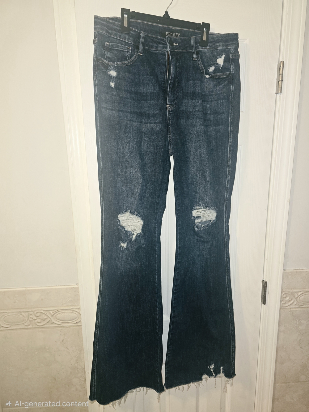 Judy Blue Dark Indigo Distressed Flare Jeans